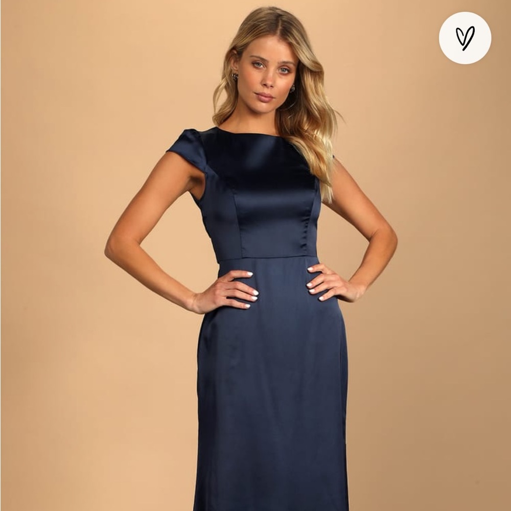 Satin maxi blue dress